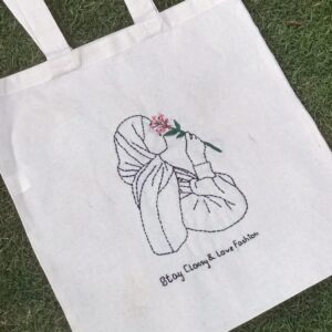 Hand-Embroidered Hijab Lady Tote Bag