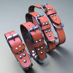 Premium Genuine Leather Dog Collar – Heavy Duty Handmade Studded Collar (Brown)