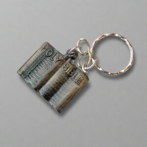 Holy Bible Shaped Antique Keychain – Double Sided Christian Gift
