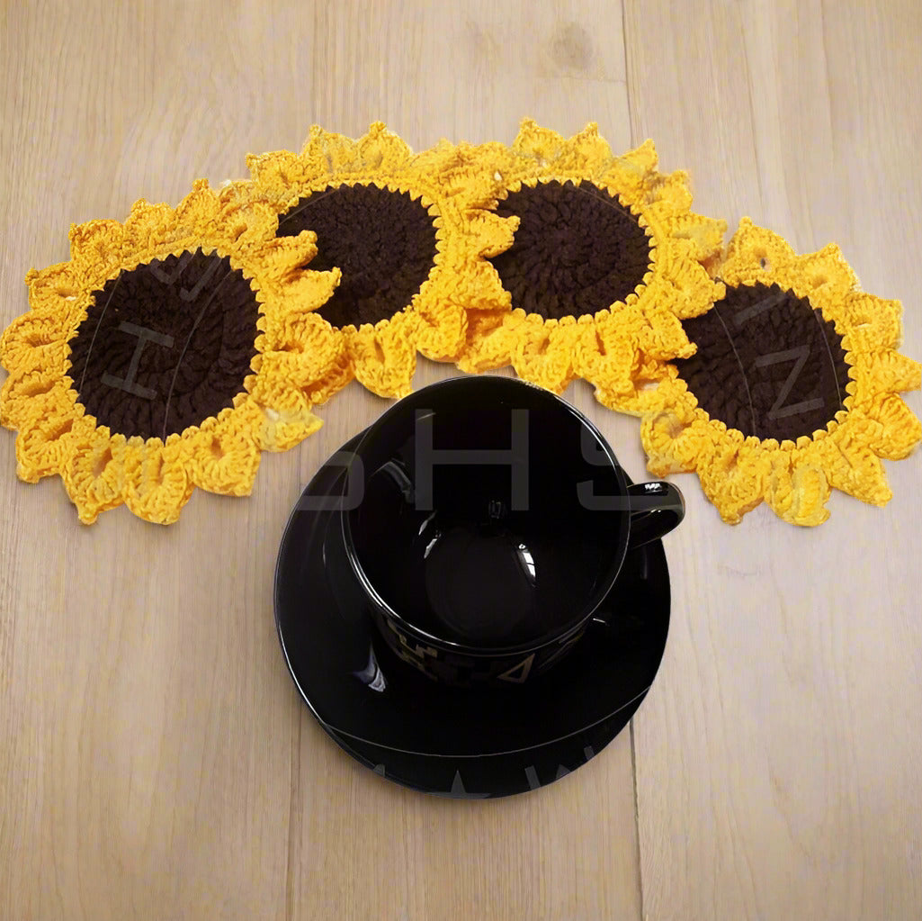 Crochet-Sunflower-coasters-set - Artoza Crafts | Where Craft Becomes Style