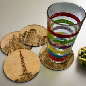Custom Photo Engraved Wooden Coasters – Personalized Picture Plywood Set of 4
