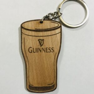Customized Pint Shaped Wooden Logo Keychain – Irish Theme