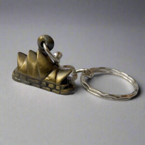 Sydney Opera House Antique Brass Keychain – Australian Landmark Souvenir