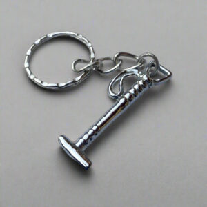 Miniature Polo Mallet Keychain – Chrome Plated Silver Zinc Alloy