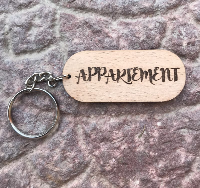 Rounded Rectangle Wooden Logo Keychain- White Wood-1 - Artoza Crafts | Where Craft Becomes Style
