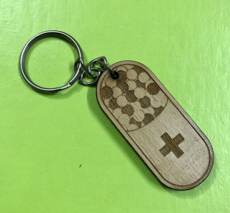 Rounded Rectangle Wooden Logo Keychain- White Wood4 - Artoza Crafts | Where Craft Becomes Style