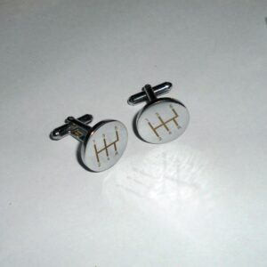 Manual Gear Shift Engraved Round Cufflinks – Stainless Steel Automotive Accessories