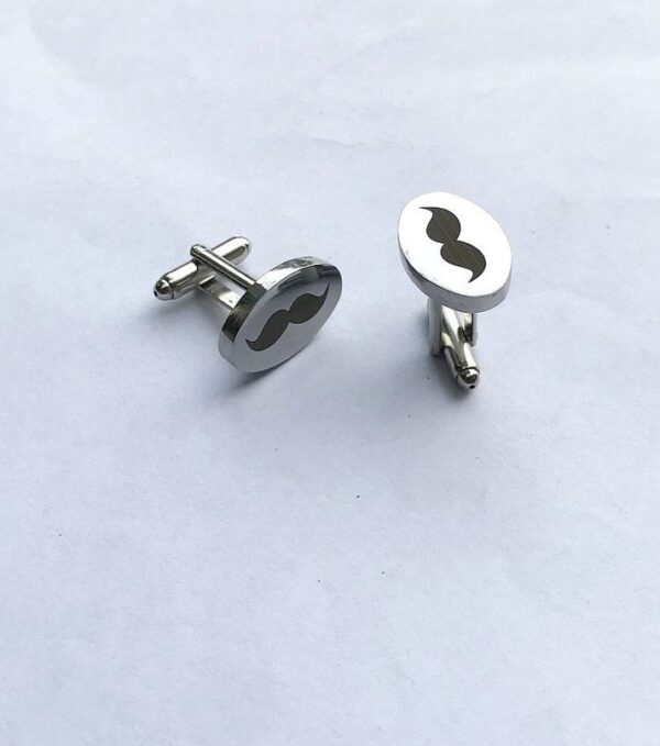 Mustache Engraved Round Cufflinks-oval - Artoza Crafts | Where Craft Becomes Style