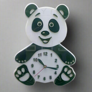 Panda Kids Wall Clock – Black & White Acrylic Cartoon Design